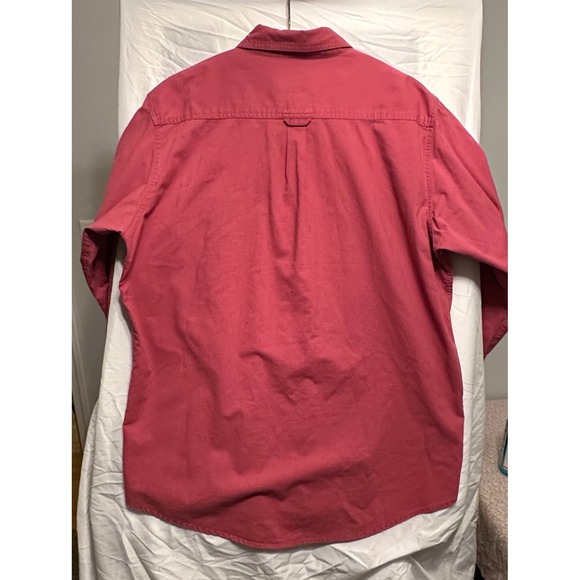Cabelas Mens LT Large Tall Red Cotton Button Down Outdoor Work Shirt Long Sleeve - Picture 3 of 9